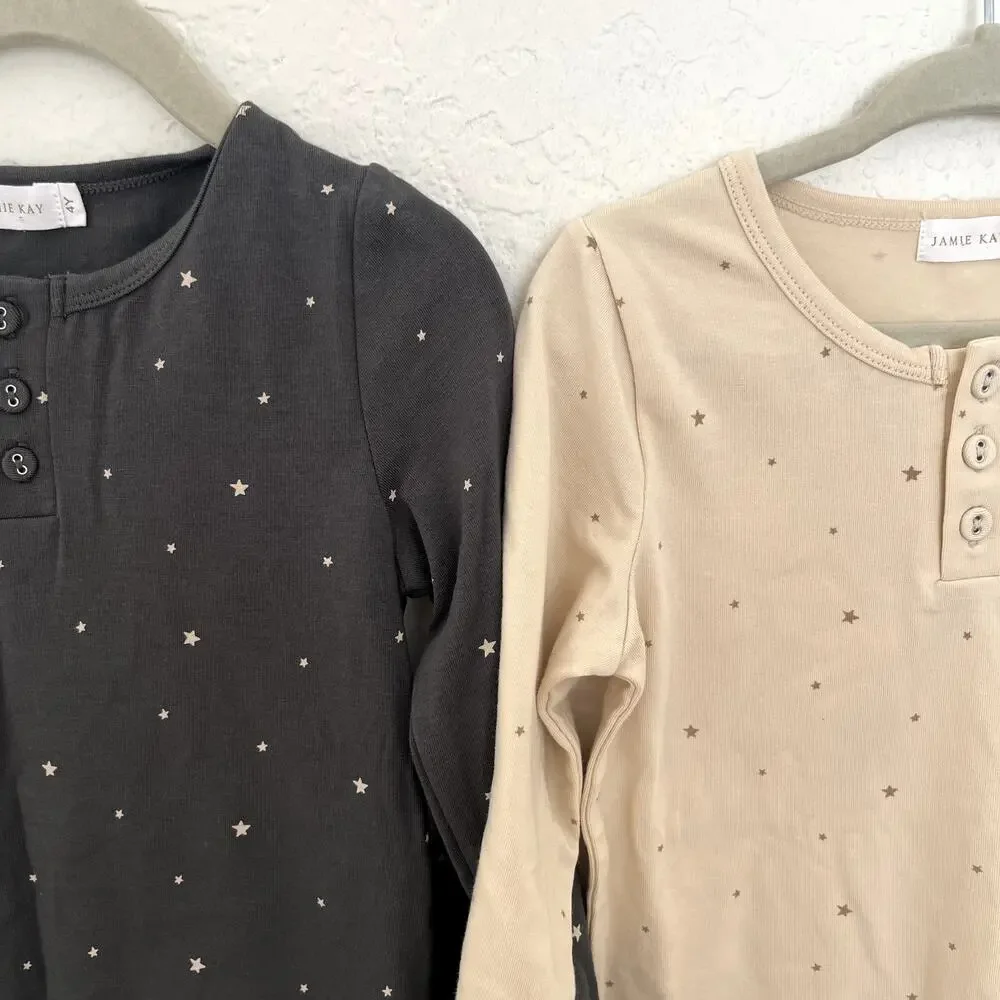 Jamie Kay 4Y Star Print Henley Long Sleeve Shirts Bundle Set of 2